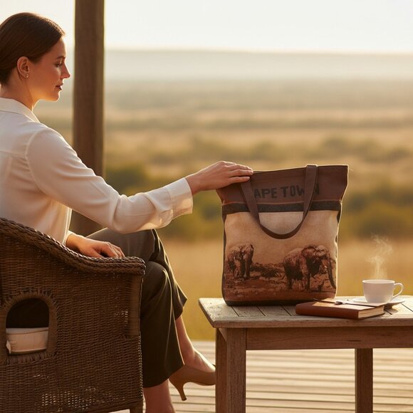 Cape Town Africa Handcrafted Shoulder Bag Animal Print - Picture 2 of 6